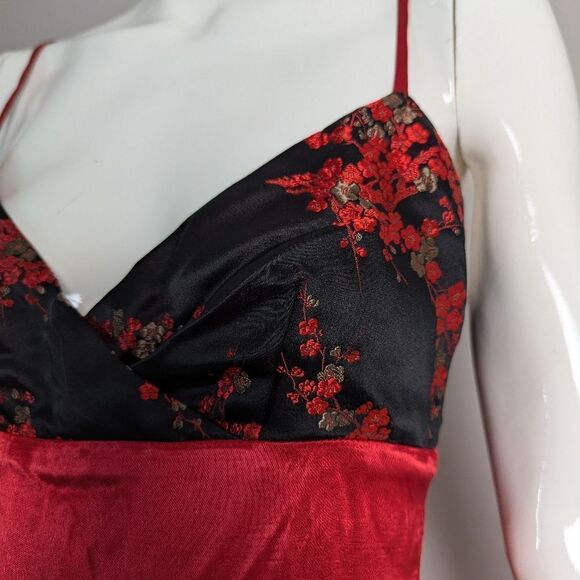 Christian Doucet Vintage 90s Red Satin Maxi Dress Women’s Formal Empire Gown - Picture 6 of 13